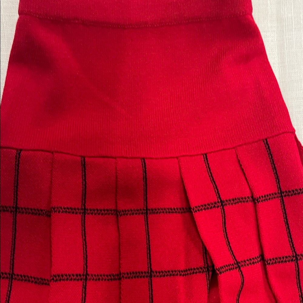 Vintage St. John collection size 14 Red Plaid Women's Skirt fully pleated - Picture 5 of 7